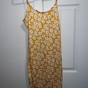 White and yellow floral dress
